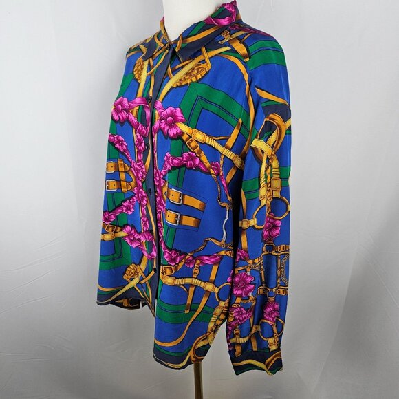 SOLD DO NOT BUY  Blouse Shirt Size 16 Multicolor Floral & Chain Print - Picture 4 of 8